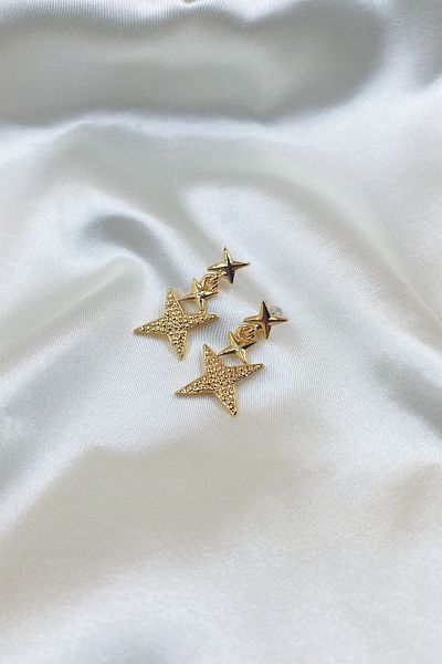 Eylülün Takısı Gold Color Starburst Earrings
