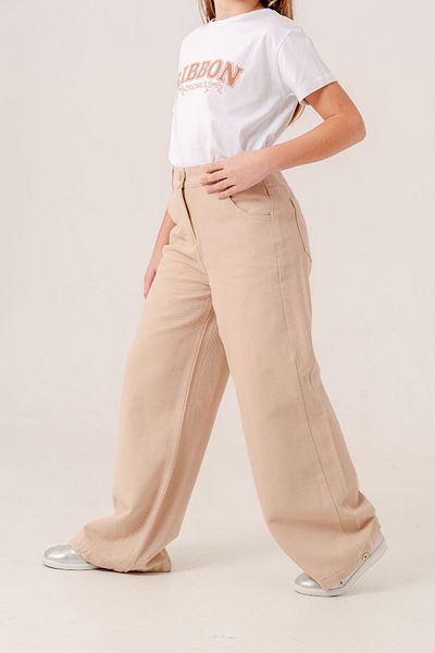 GİYİCEM TEKSTİL Girl's Wide Leg Basic Linen Trousers
