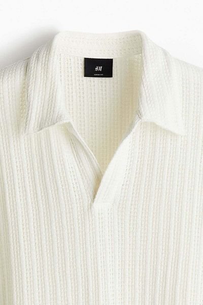 H&M Loose Fit Jacquard-knit Polo Shirt