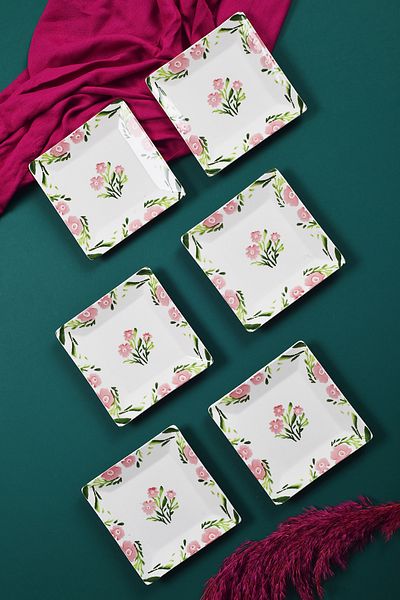 Piatti Naturali Special Handmadespring Pattern Dessert Plate Set 15 cm Presentation Serving Cake Set