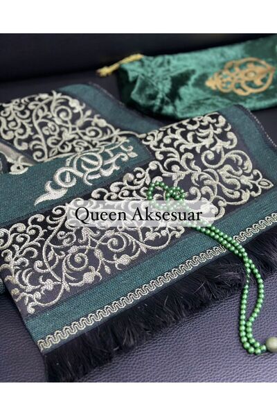 QUEEN AKSESUAR Geantă de lux din catifea brodat covor de rugăciune set de măr...