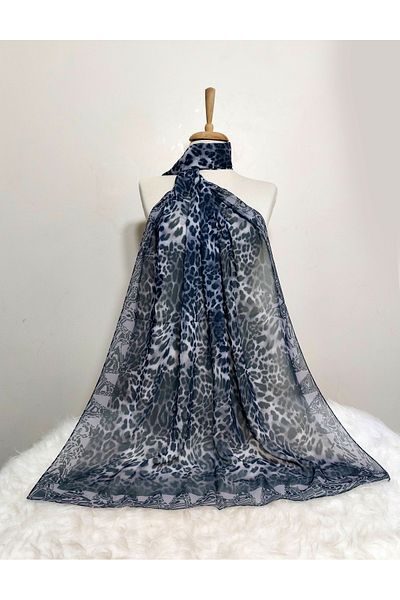 REMOMODA 180X70 cm Patterned Chiffon Leopard Shawl
