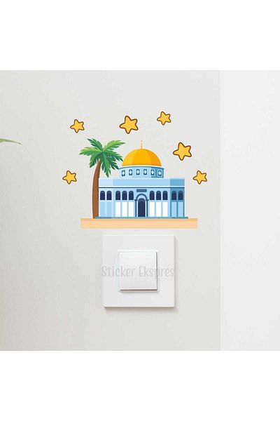 Sticker Ekspres Mescid-I Aksa and Stars R13 Ramadan Socket Top Sticker Glass Wall Sticker