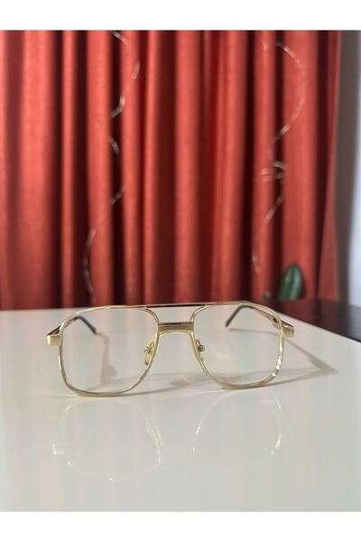 Cherry Gözlük Çerçevesi Pilot Model – Unisex Altın Sarısı Kahverengi Sarı Dal...
