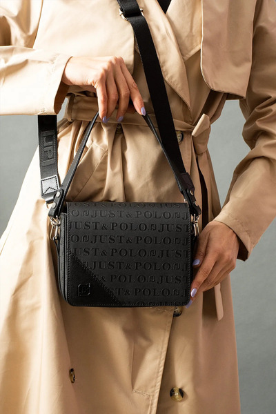 Just Polo حقيبة يد وكتف نسائية سوداء - حجم متوسط 6011MH