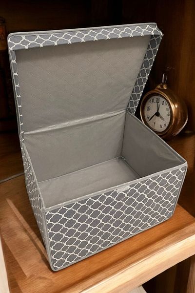 VAYBE Mini Multi-Purpose Storage Box, Box Storage, Box, Organizer, Toy Box Gray Chain Pattern 30x40x25