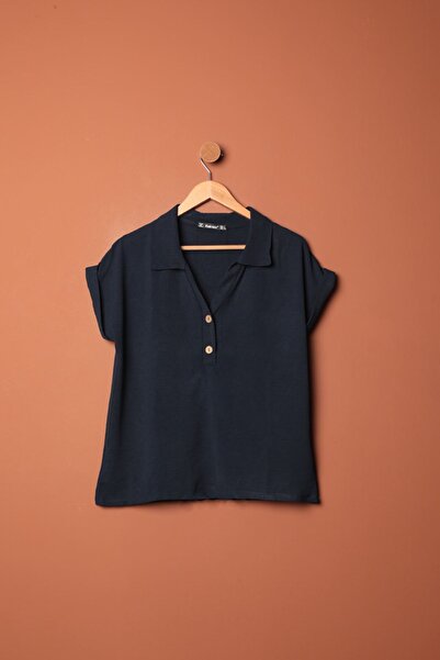 Lukas قميص نسائي من قماش Aerobin - أزرق داكن