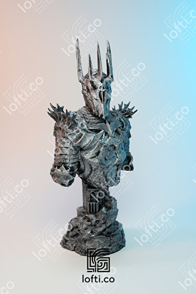 loftico Sauron Heykel Figür - Sauron Büst - Metal Görünümlü Boyalı Plastik Ob...
