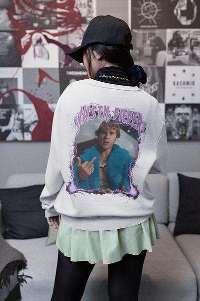 SEVBANO Justin Bieber Printed Unisex Oversize Design Singer Sweatshirt
