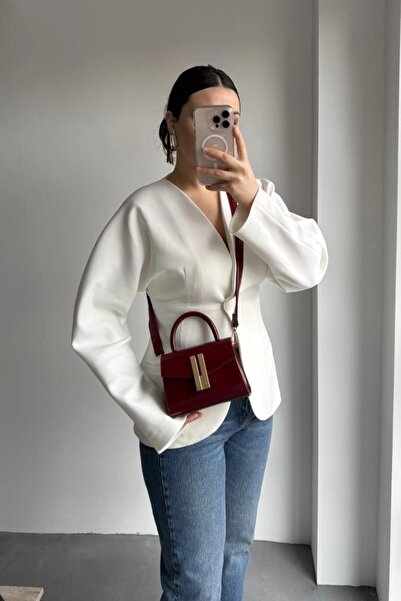 NBİBAGS حقيبة يد وكتف نسائية موديل مونتانا باللون الأحمر الداكن