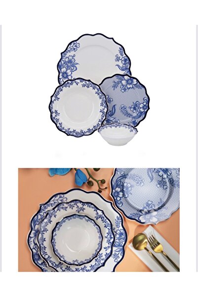 Hediye Köşkü 6 Kişilik Royal Blue Lüks Porselen 24 parça Yemek Takımı