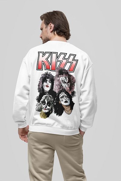 SEVBANO Design Kiss Printed Unisex Oversize Rock Metal Sweatshirt