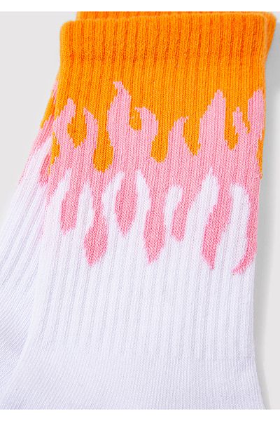 Mavi Weiße Socken mit Flammendruck 198614-620