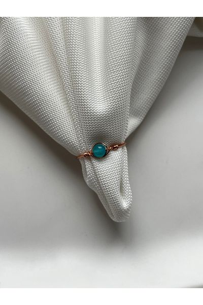 Pel Design Minimal Blue Agate Stone Adjustable Copper Wire Ring