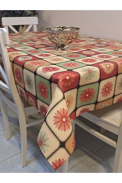 Başak Ev Tekstili Fiber Pvc Oilcloth - Patterned Erasable Tablecloth (Red)