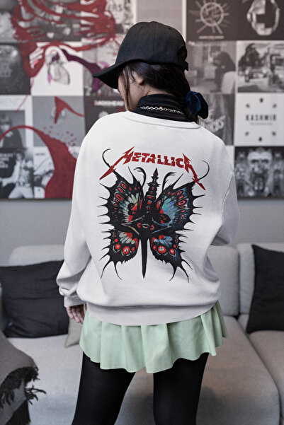 SEVBANO Metallica dizajn, majica sa printom leptira, unisex, velika muzička g...