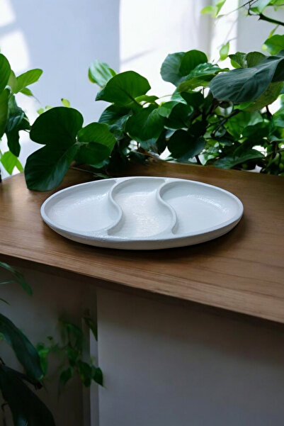 Esepix Oval Dekoratif Sunumluk Seramik Tabak