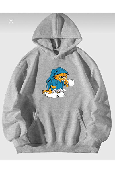 TARCENMODA سويت شيرت رمادي بطبعة 2 خيط للجنسين من Garfield