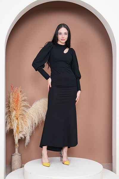Masspera Balloon Sleeve Design Maxi Length Evening Dress
