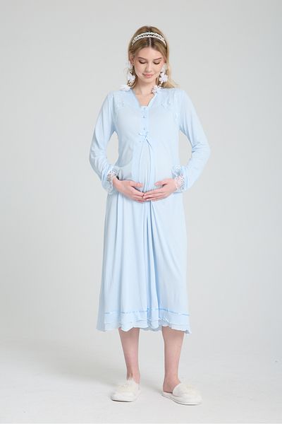 Effortt Set de lenjerie de dormit pentru maternitate Venera Effort - Set de lenjerie de noapte din 4 piese cu detaliu elegant din dantela