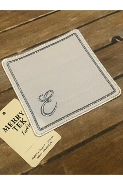 MERRY TEK E Harfli Kokteyl Kahve Yanı Bardak Altlığı Peçetesi Gümüş Beyaz