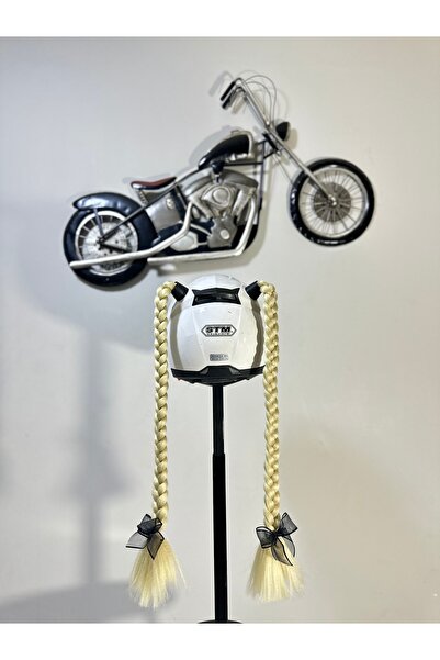 Butik Motor & Motosiklet Sarı Çift Örgü Saç Kask Dış Aksesuar