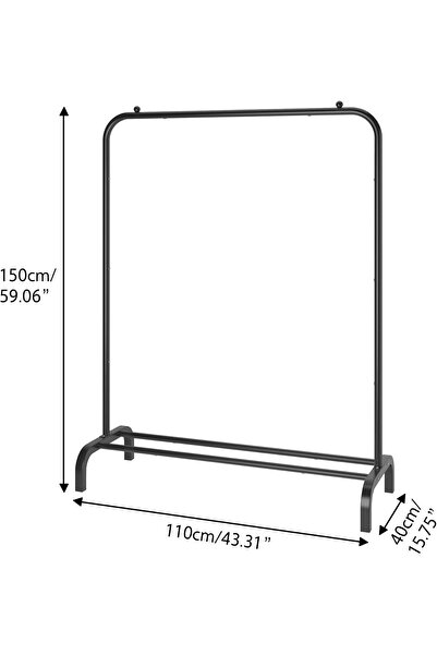 COOYA Metal Clothing Rack,with Bottom Shelf,Clothing Rack for Hanging Clothes,Coats,Skirts,110cm,Black