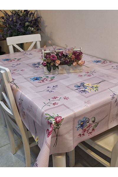 Başak Ev Tekstili Pânză uleioasă din PVC din fibră - Față de masă ștergabilă cu model (ROZ)