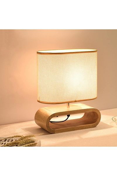 1st First Modern Night Table Lamp with Linen Shade