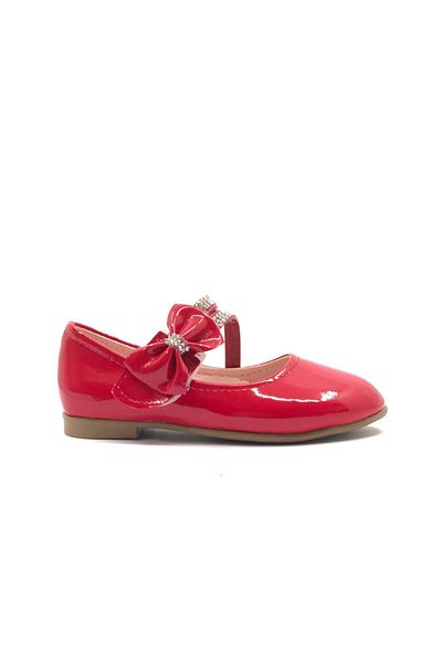 KCMN 24-01 Model Girl's Bow and Stone Ballerinas - RED