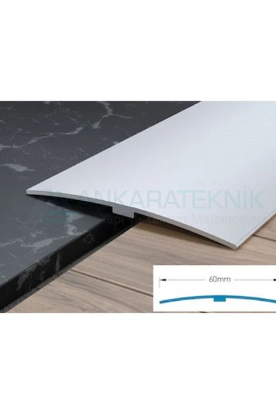 Sapcı 3 Piecespremium Wide Aluminum Door Threshold Profile 6 cm Hardwood Trim, Matte Silver Gray 90cm