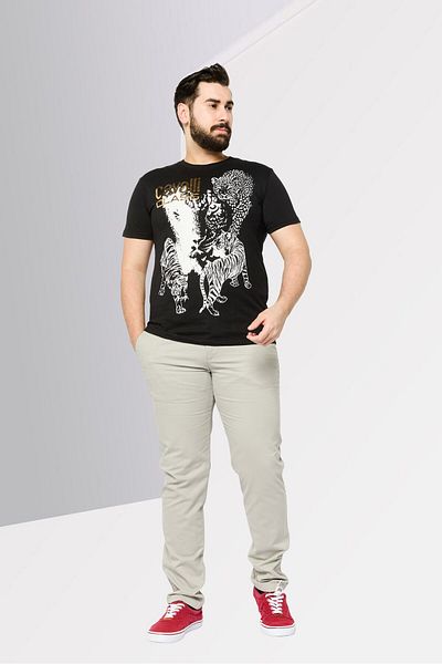 Cavalli Class Men Crew Neck Short Sleeve Graphic T Shirt, Black Combo