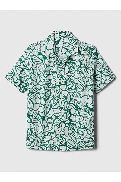 GAP Erkek Çocuk Yeşil Keten Karışımlı Vacay Gömlek