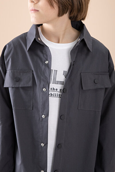 Cansın Mini Smoked Shirt and T-Shirt 2 Piece Set for Boy - 20126