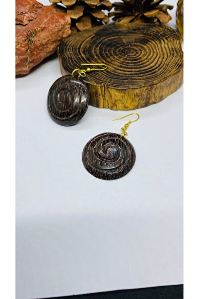 Porsuk Alternatif أقراط نسائية مصنوعة يدويًا من خشب الأبنوس البوهيمي العرقي