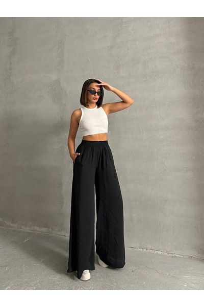 BEJNA Schwarze, locker drapierte Modalhose für Damen