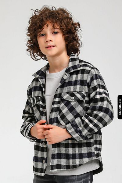 XO Kids Риза с карирана шарка и мотив на дървосекач за момче, 5-14 години, 100% памучна подплата, 23142