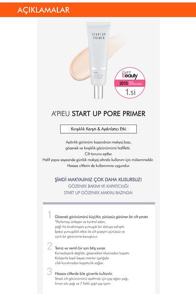Missha A'pıeu Start Up Pore Primer - يعادل لون البشرة ويقدم مظهرًا ناعمًا