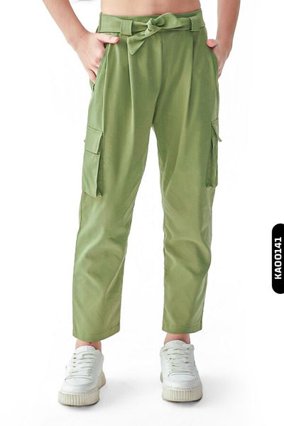 nk kids Elastic Belted Waisted Cargo Pocket Wide Leg Girl's Trousers 8-14 Years 56329