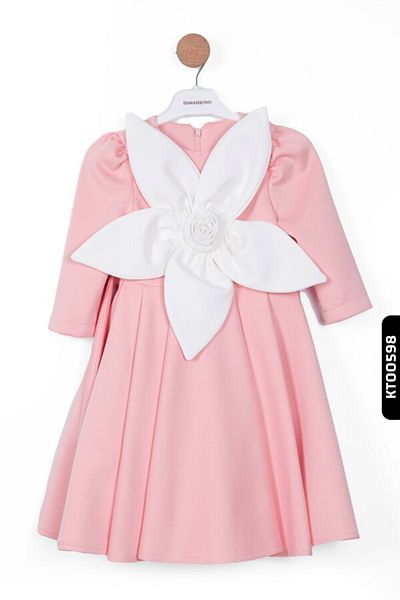 XO Kids 4-8 ani, din tul, cu pliuri, cu centură, cu detaliu de pachet, mâneci festonate 10038