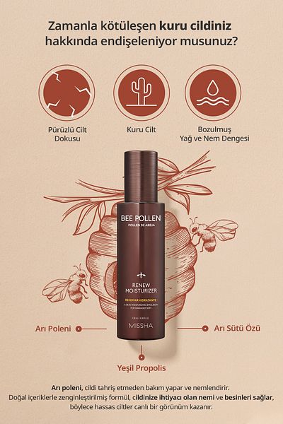 Missha Bee Pollen Renew Intense Moisturizer - Bee Pollen Moisturizing Cream for Dry Skin