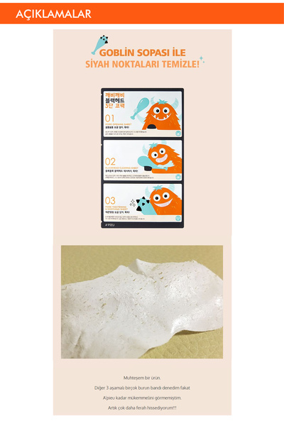 Missha Siyah Noktalar İçin 3 Aşamalı Burun Bandı A'PIEU Goblin Blackhead 3-Step Nose Pack