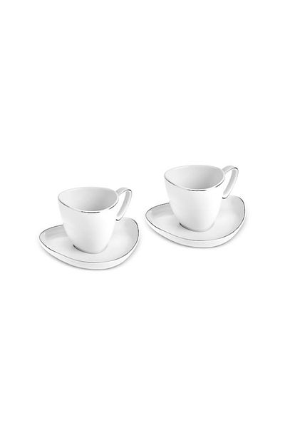 Karaca 2 Personality Streamline Tribe Teacup, 200 ml and Platinum Color