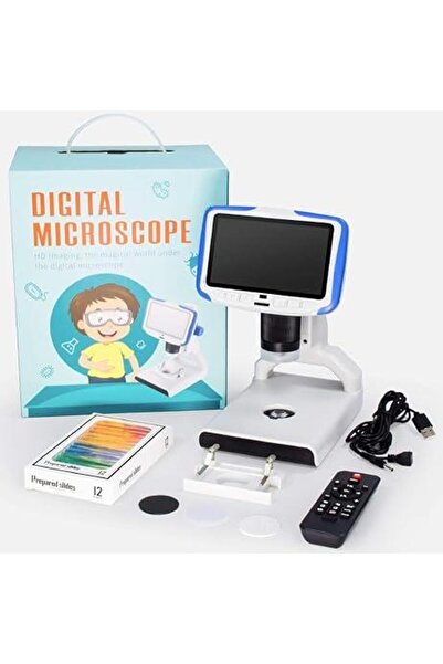 barishan medikal Dijital Masaüstü Mikroskop Kumandalı 2 MP 5 İnç LCD Ekran 8 LED Işık Biyolojik Mikroskop Hassas Görü