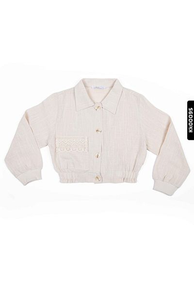nk kids Κοριτσίστικο παλτό με μυτερό γιακά με κουμπιά λαστιχένια μέση με κορδόνια 4-8 ετών 36514
