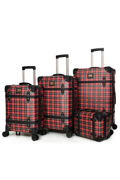 MORANO Morano Classic Leather 4 Piece Luggage Set Red 28''24''20''14'' Inch