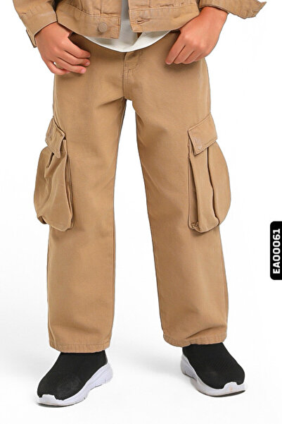 Escabel Oversize Fermuarlı Kargo Çift Cepli Geniş Paçalı Erkek Çocuk Pantolon...