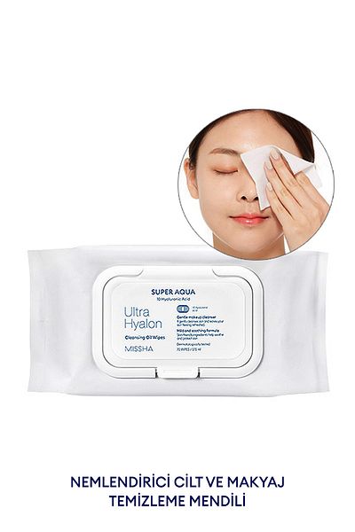 Missha Super Aqua Ultra Hyalron Cleansing Oil Wipes - Acid and Oil Based Makeup Remover Wipes