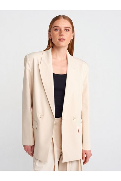 Dilvin 60759 Beige Blazer Jacket