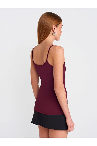 Dilvin 20901 Thin Strap Polyamide Top-Burgundy